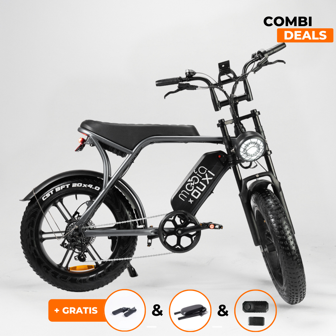 Combi Deal | Ouxi V8 Pro 4.2 | Fatbike | Space Grey + Alarm + Achterzitje + Voetsteuntjes